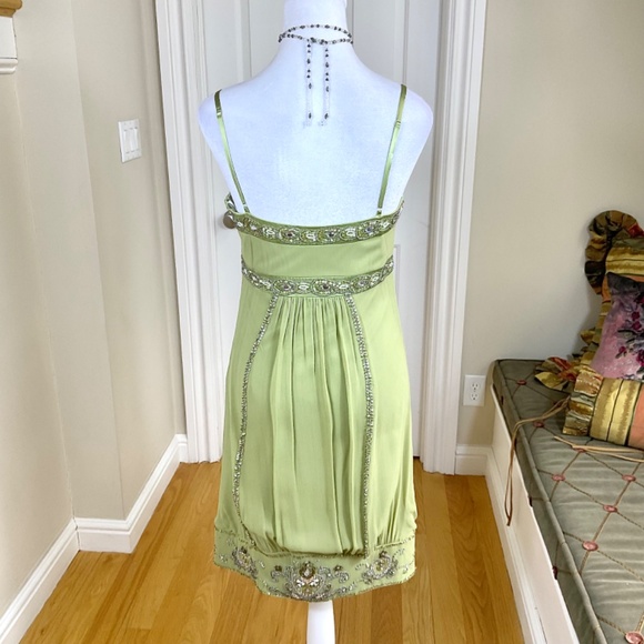 Sue Wong Flapper Dress Silk Vintage Beaded Green (6) - Picture 4 of 8